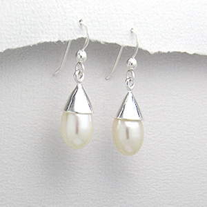Modern Sterling Freshwater Pearl Dangle Earrings